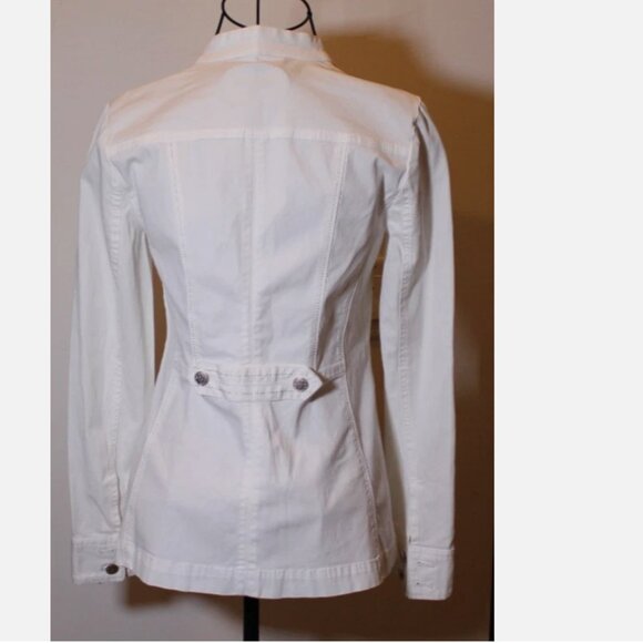 White House Black Market Silver Embroidered Dress Jacket Holiday Blazer Sz 0 - Picture 3 of 6